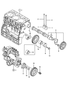 Yanmar Engine Camshaft And Driving Gear Diagram and Parts List for 46G 4X4-1I029Z-1H020Z-37BKD710 Cub Cadet Lawn Tractor Accessories